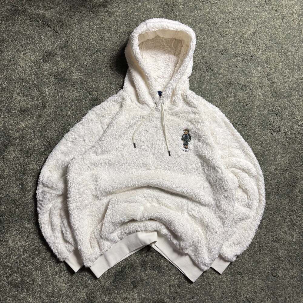 Polo Ralph Lauren Polo Bear High-Pile Sherpa Fleece Hoodie in Antique Cream